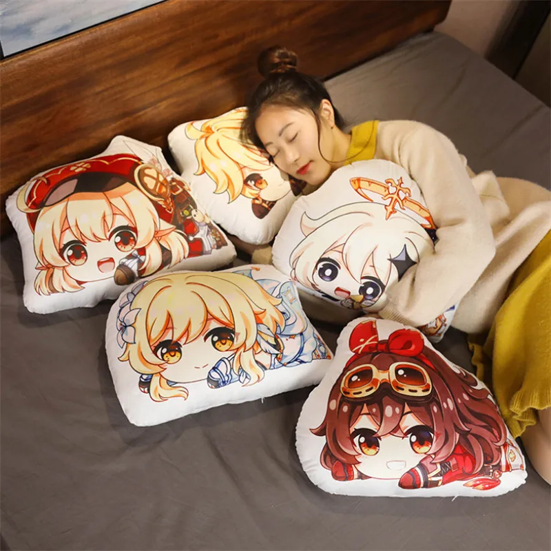 Game Genshin Impact Plush Pillow Doll Lumine Diluc Hu Tao Zhong Li Barbatos Cosplay Accessories