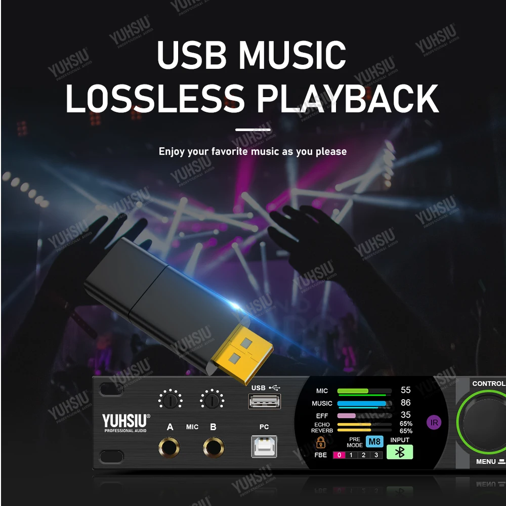 Digital Karaoke Effect Processor Bluetooth DSP Audio Processor Professional Microphone Audio Controller Fiber Optic Interface