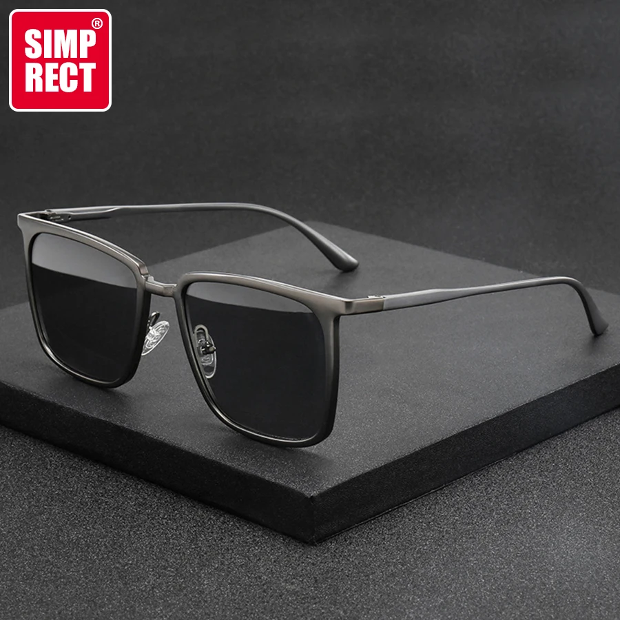 

SIMPRECT Aluminium Magnesium Square Polarized Sunglasses Men 2024 Luxury Brand Designer UV400 High Quality Vintage Sun Glasses