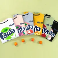 Fanta Beverage Short-sleeved T-shirt Men's Peach Orange Soda Printing Joint Summer Cartoon Printing Trendy Brand Clothes 1