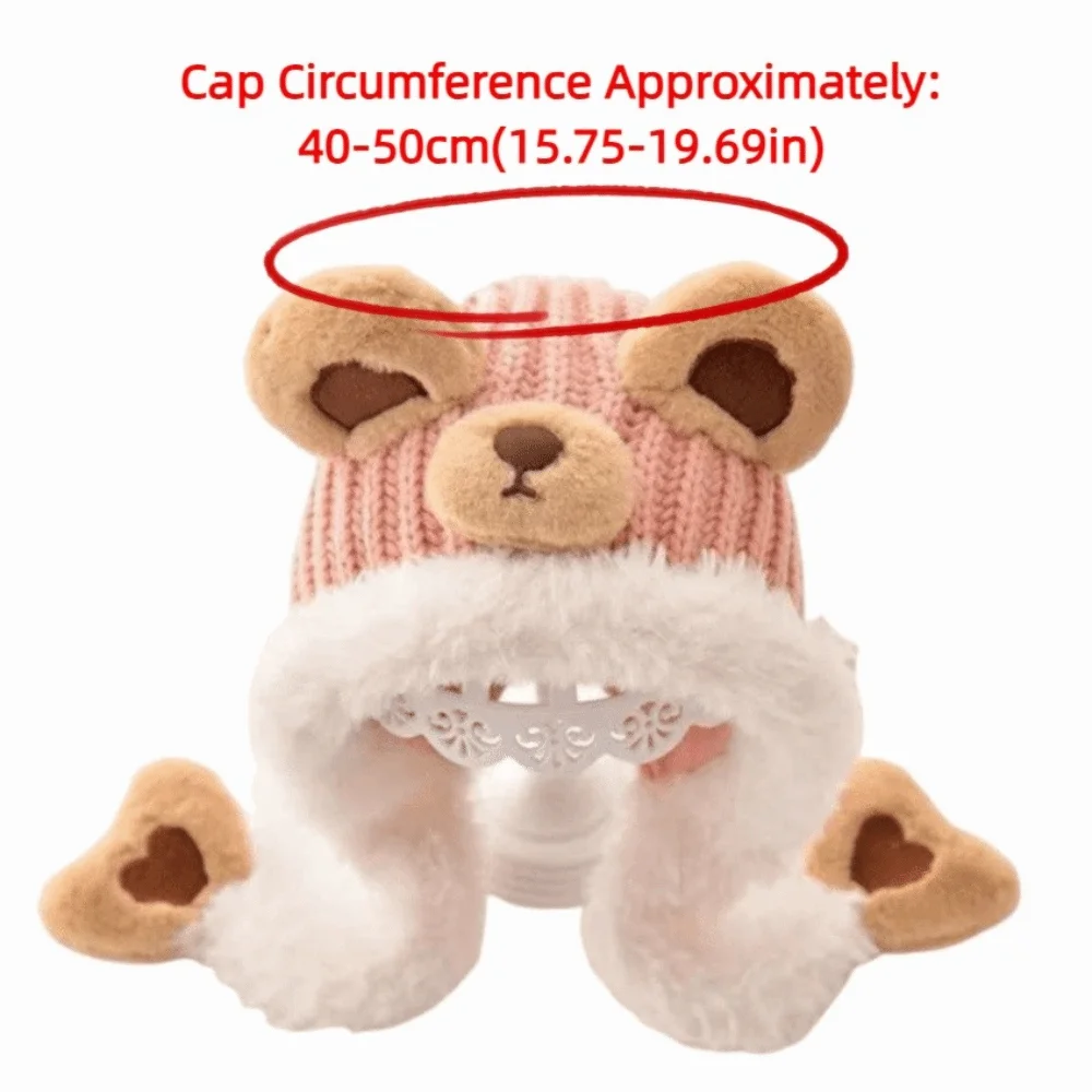 Versatile Kawaii Cartoon Beanie Caps Bear Coldproof Children's Pullover Hats Thickened Keep Warm Knitted Warm Hat for Boys Girls