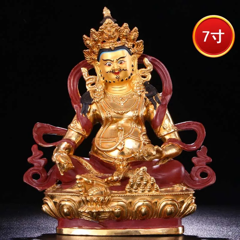 

21CM GOOD gold gilding Buddha brass statue HOME family effective protection CAI SHEN The God of wealth Yellow Jambhala Buddha