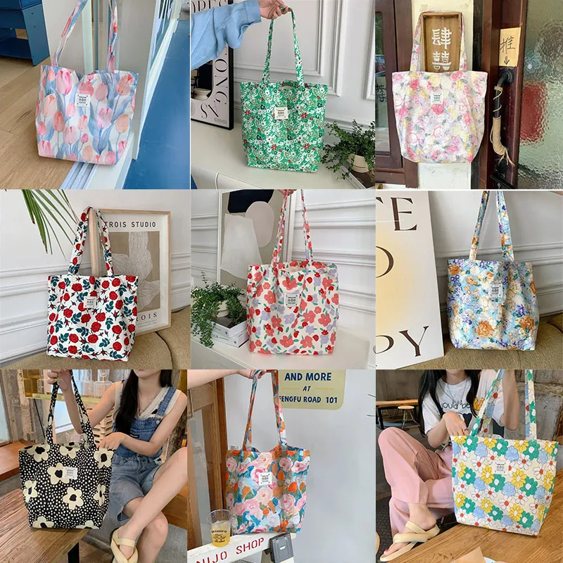 

Вместительная Повседневная сумка, женская сумка для покупок, модная сумка, большие цветочные особенности, универсальная Холщовая Сумка через плечо