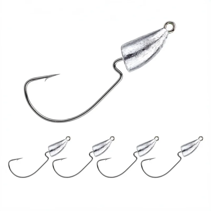 

5 Pieces Bullet Lead Crank Hook Jig Hook Bullet Sinker Barbed High Carbon Steel Fishhook Lure Fishhook Pesca