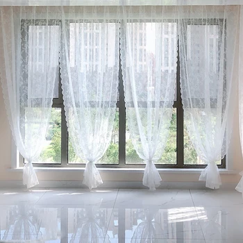 Tenda di pizzo francese tende per finestre in Tulle bianco per soggiorno camera da letto pizzo floreale ricamato decorazione trasparente per feste di matrimonio 1
