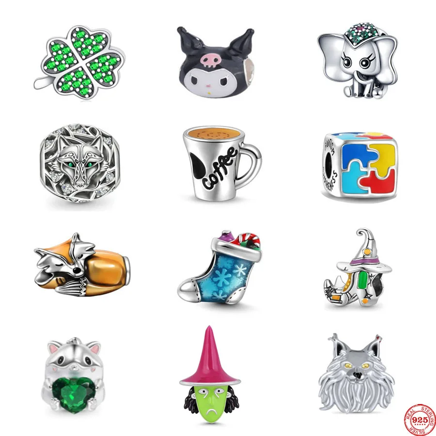 Носок из серебра 925 пробы с зеленым клевером лягушкой кофе подходит для