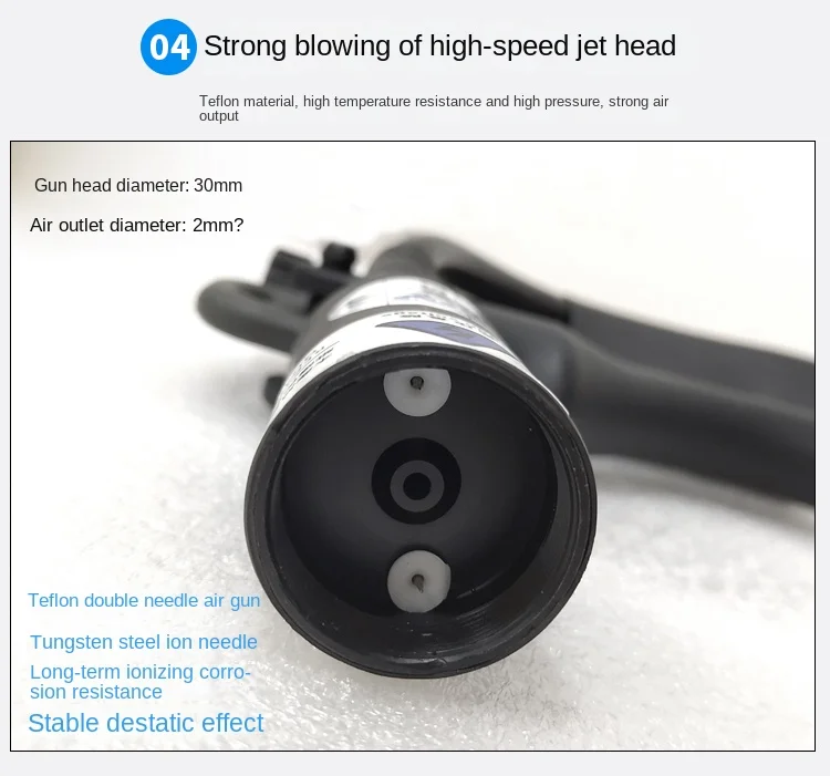 Ion Air Gun Anti-Static Industrial Dust Removal Air Gun Double-Needle High Volta