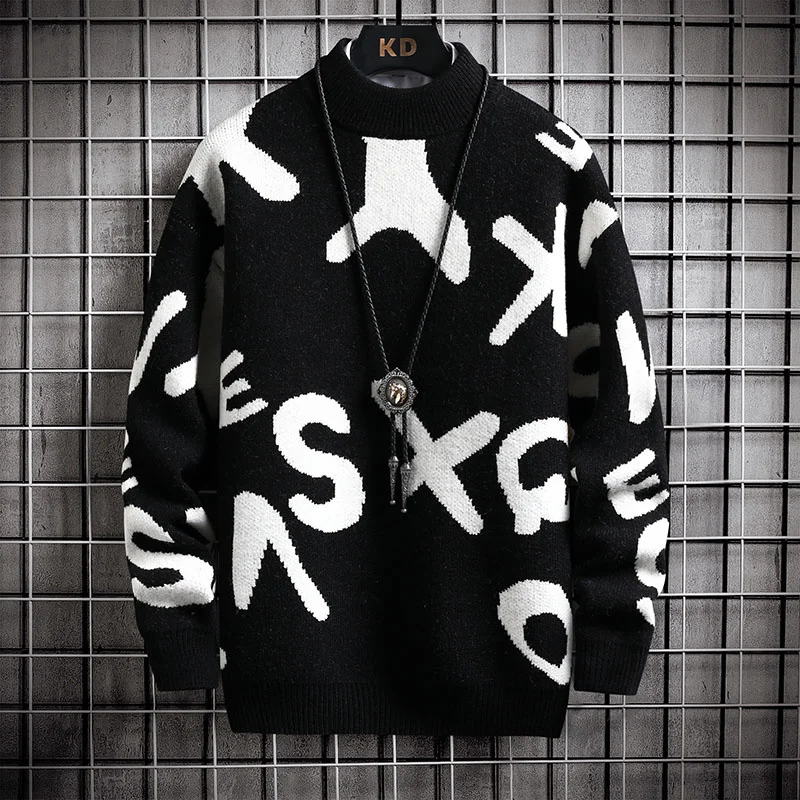 

Winter Turtleneck Sweater Men Cashmere Pullover Fashion Knit Loose s Sweaters Harajuku Streetwear Soft Warm Pull Homme