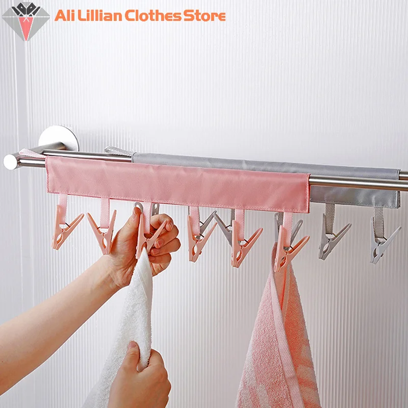 Multifunctional Folding Clothespin Hanger Fabric Clip Drying Hanger Sock Clip Underwear Clip Travel Portable Fabric Hanger 3