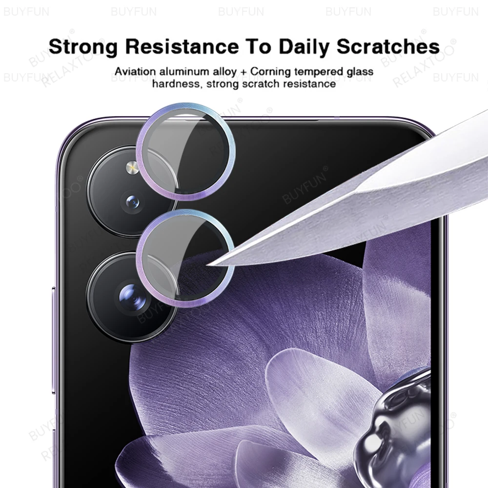Aluminium Alloy Metal Lens Ring Cover with 3D Tempered Glass Camera Protector