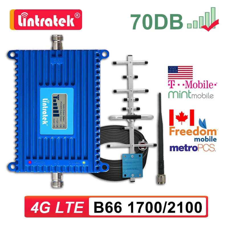 Lintratek 4g Lte B66 Repeater 1700/2100 Cellphone Signal Booster