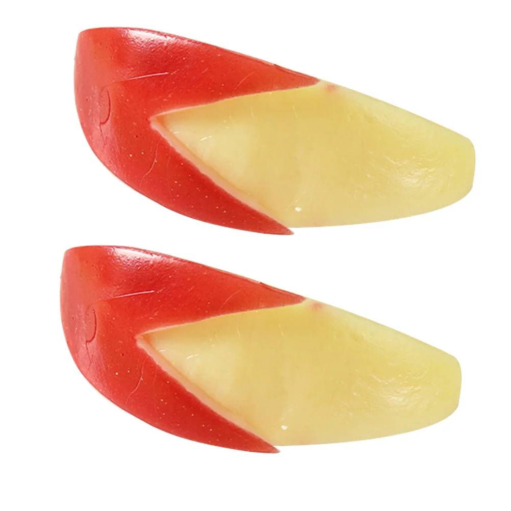 

2 Pcs Artificial Apple Birthday Gifts Simulation Fruit Model Realistic Cut into Pieces Slices Apples Pvc Plastic