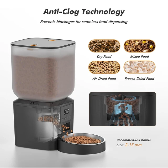 FURPIPI Smart 8L Automatic Pet Feeder with Timer USB & Battery Powered Slow Feed Dispenser for Cats and Dogs No Plug Included 5
