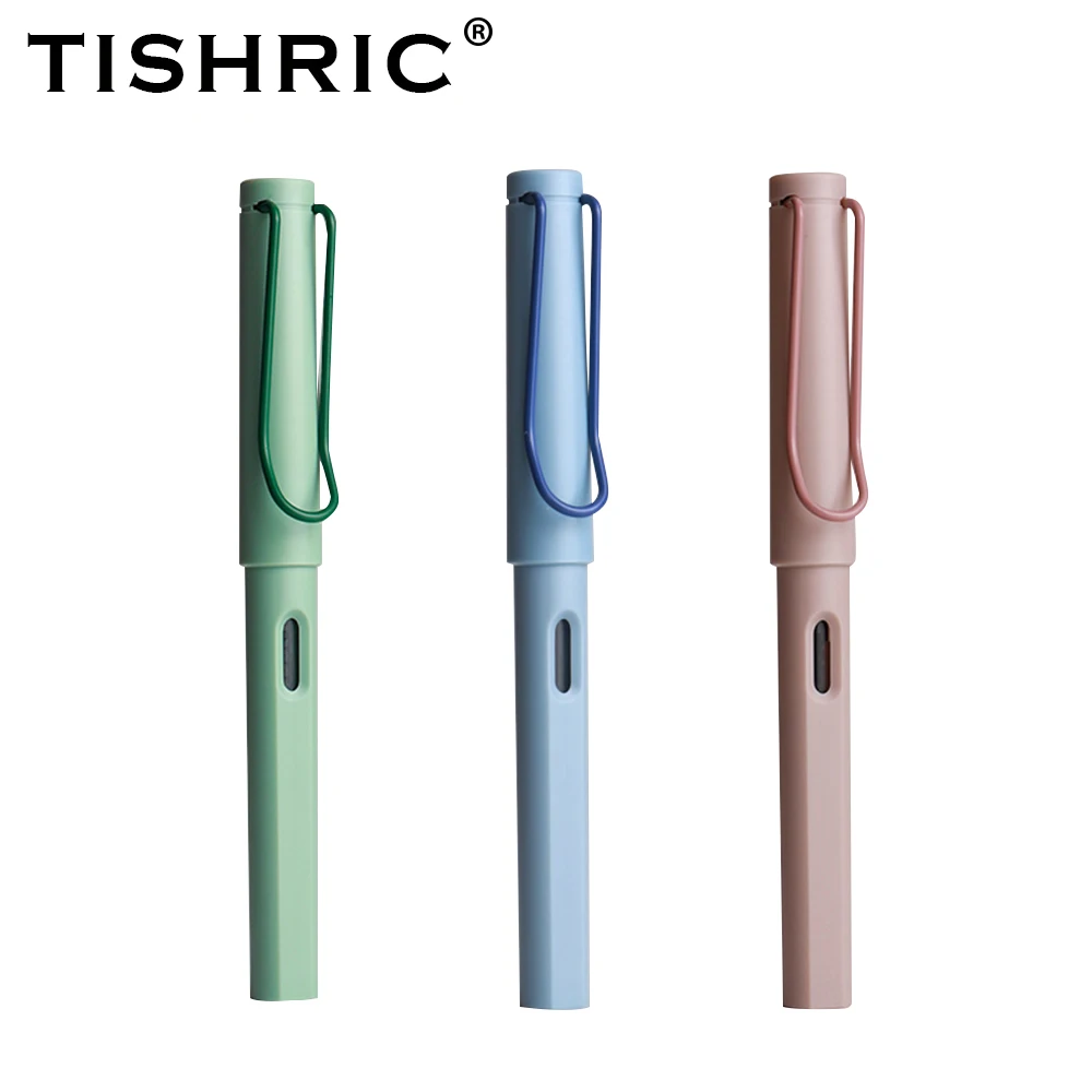 

TISHRIC Standard Fountain Pen Blue/Green/Pink Classic Office EF 0.38mm Pen For Stationery Pens Writing School Office Supplies