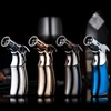 Creative Strong Firepower Butane Gas Lighter Turbo 4 Torch Blue Flame High Pressure Jet Straight Cycle Cigar Lighter Men's Gift 6