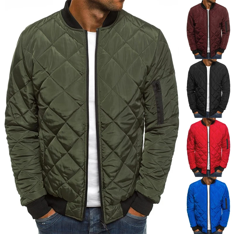 Winter New Cotton Jacket Men's Baseball Collar Mesh Pressed Lightweight