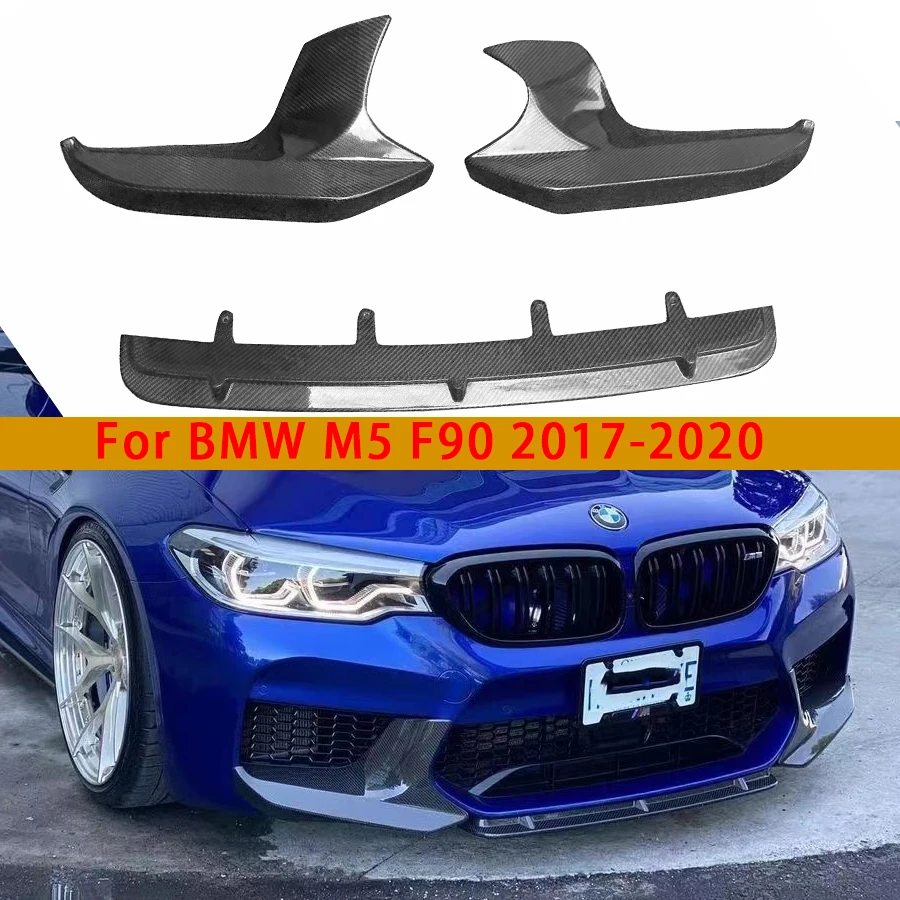 

Передний бампер для BMW M5 F90 2017-2020 из углеродного волокна, разделитель для губ, диффузор, спойлер для подбородка, угол обмотки, угол переднего бампера
