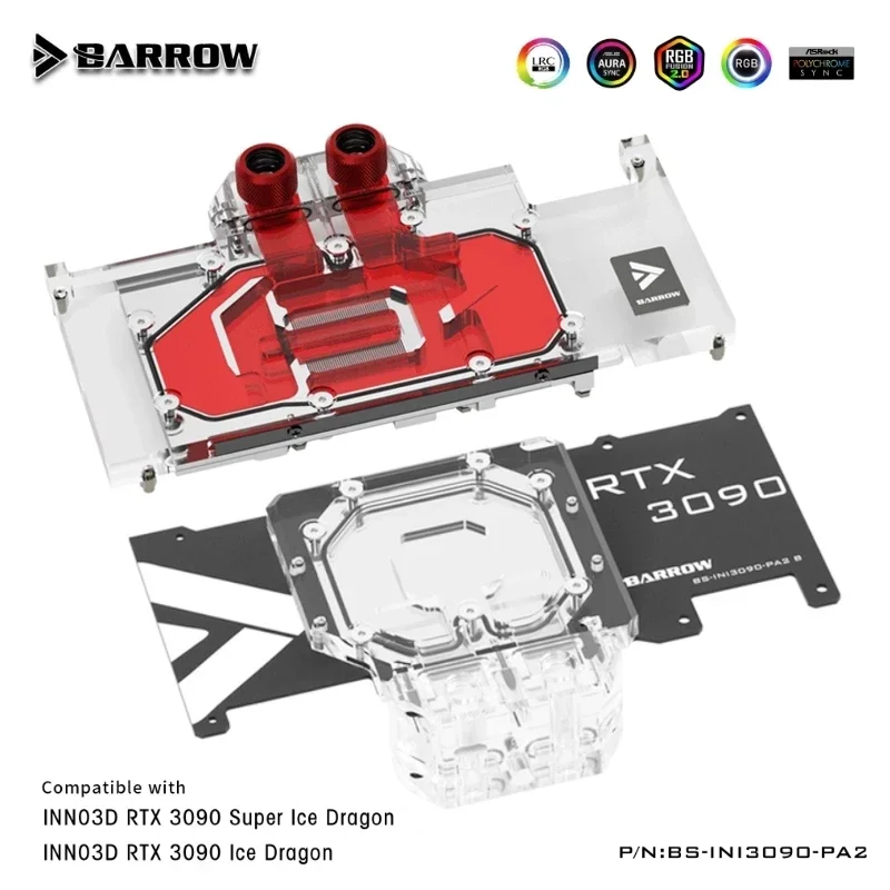 

Barrow GPU Block Backplate Waterway For INNO3D RTX 3090 Ice Dragon Full Covered Graphics Radiator 5V ARGB SYNC, BS-INI3090-PA2