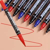 3Pc Permanent Markers Black Blue Red Double Headed Marker Pen for Paper Steel CD Glass Fabric Paint Marking Office School Supply 1