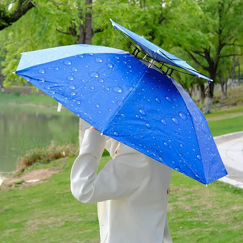 PortableRainUmbrellaHatFoldableOutdoorSunShadeWaterproof