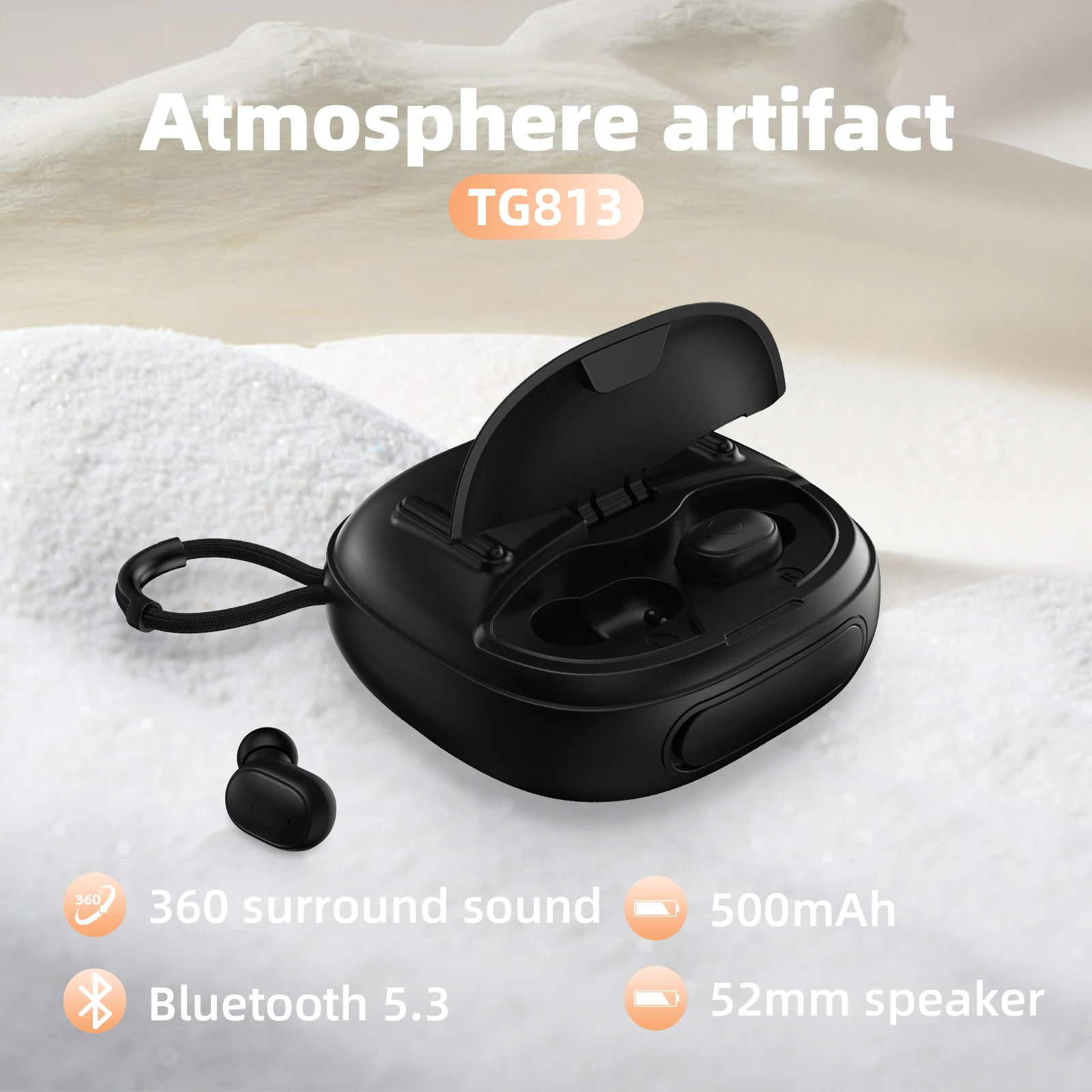 

TG813 Portable Mini Speaker Earphone 2 In 1 Waterproof Wireless Bluetooth Subwoofer Stereo Column Soundbar Hands-Free Headset FM