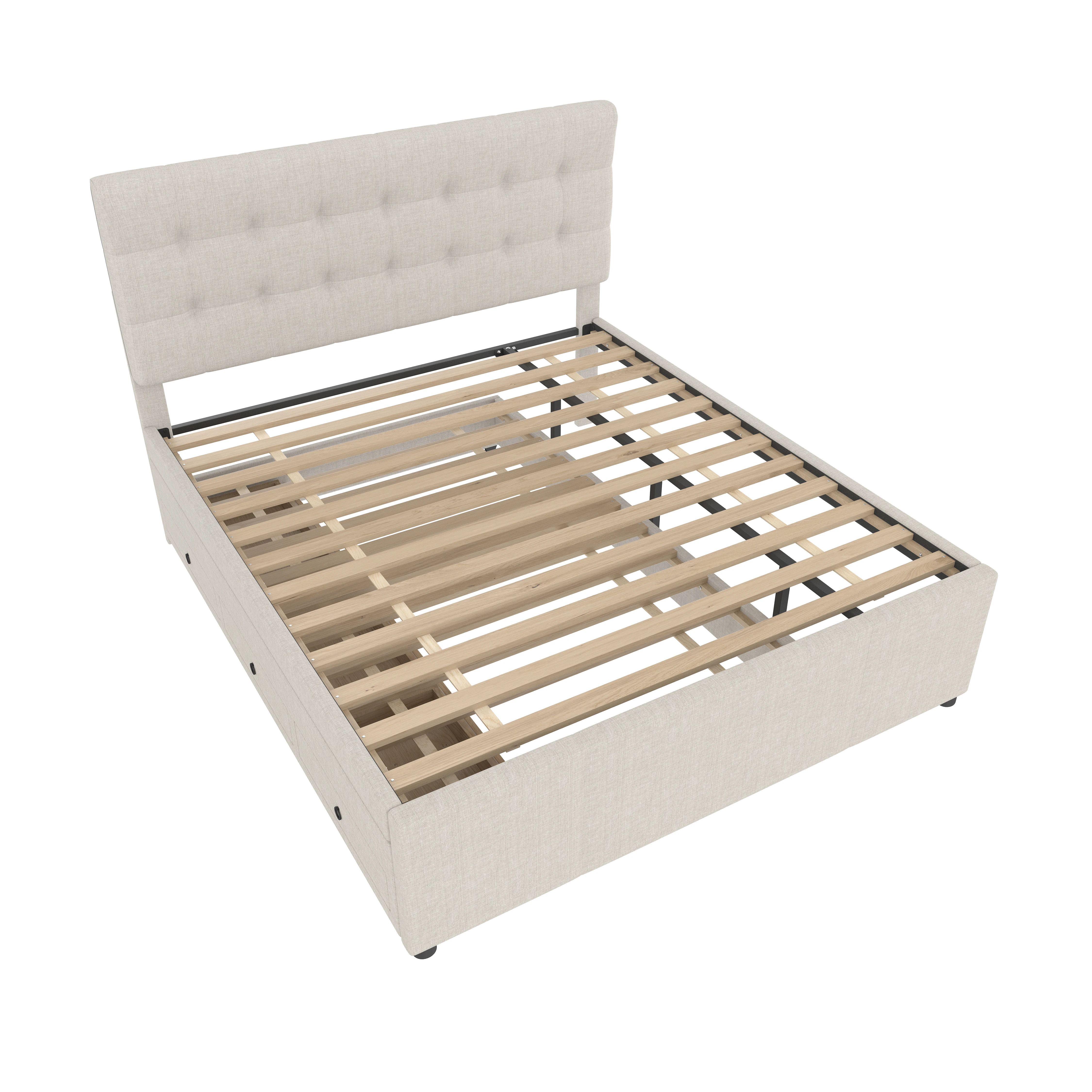 Polsterbett, 140x200cm, Doppelbett, Familienbett, Kingsize-Bett mit drei Schubladen, ausziehbares Bett, verstellbares Kopfteil – Detail 7