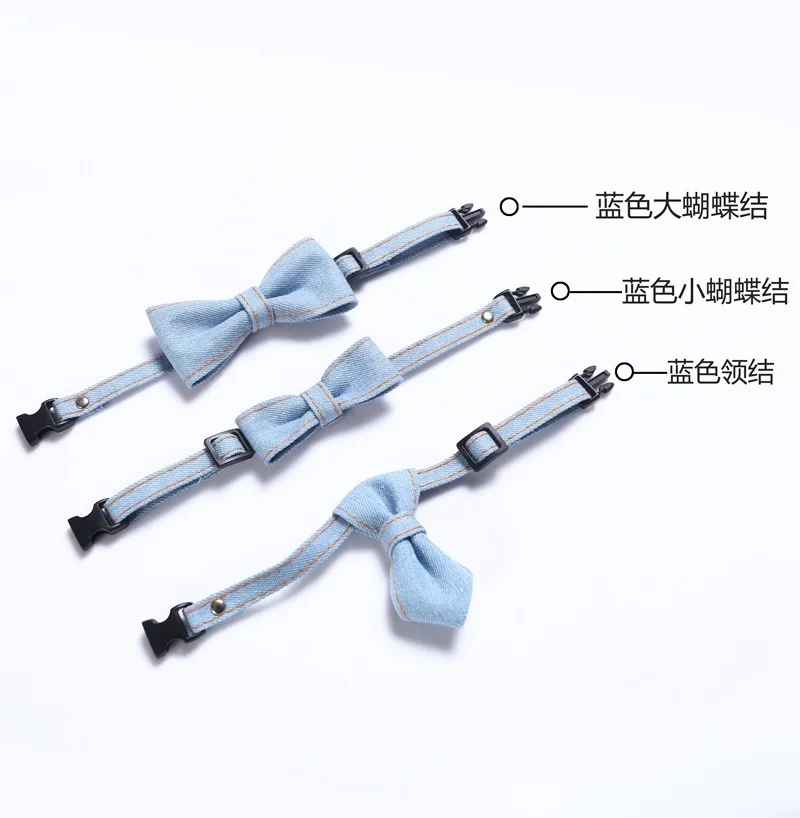 Title 3, Pet Denim Bow Tie Cat Dog Collar Adjustable Nec...