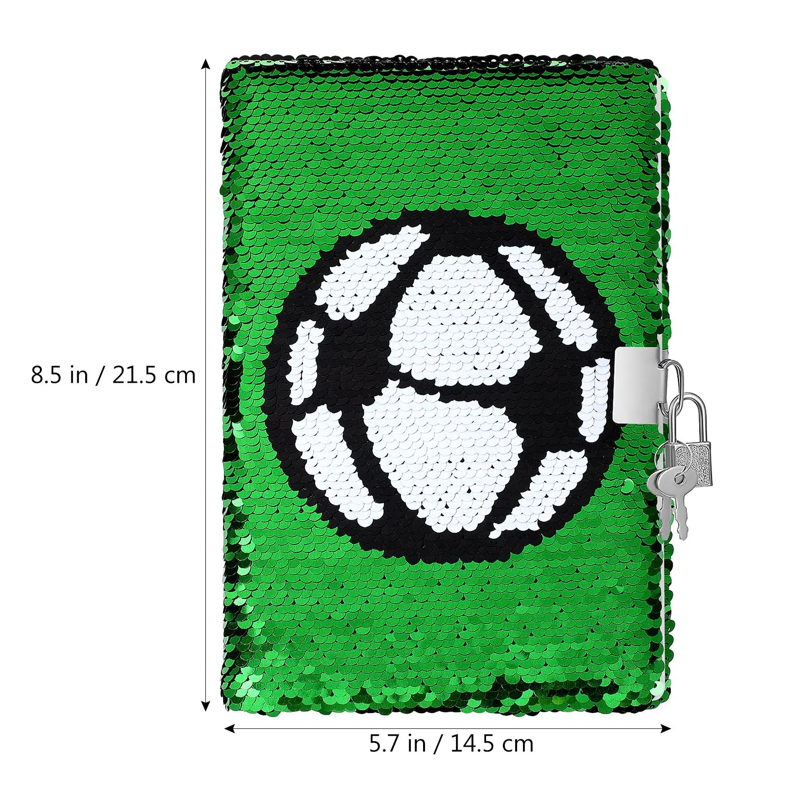 NEW Notebook Reversible Football Pattern Notebook with Lock and Keys Diary Journal Travel Notebook Diary for Kids and Adults 6