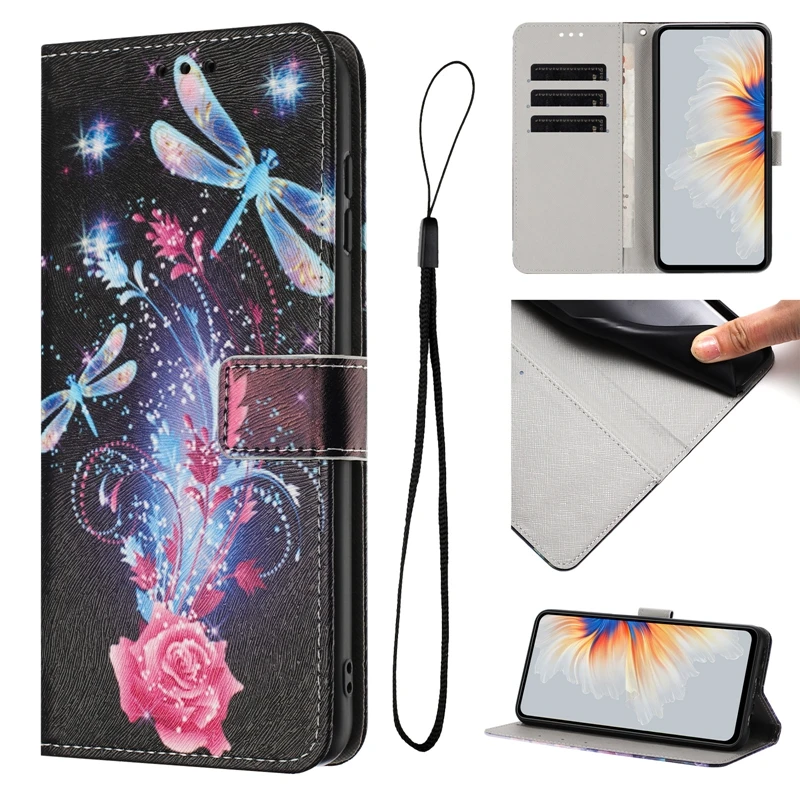 Elegant Wallet Flip Phone Case with Painted Design - Premium Protection and Style
