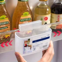 Conteneur de rangement pour réfrigérateur avec clip, organisateur de réfrigérateur en plastique transparent pour tranches de fromage, sachets de condiments, supports pour garde-manger 4
