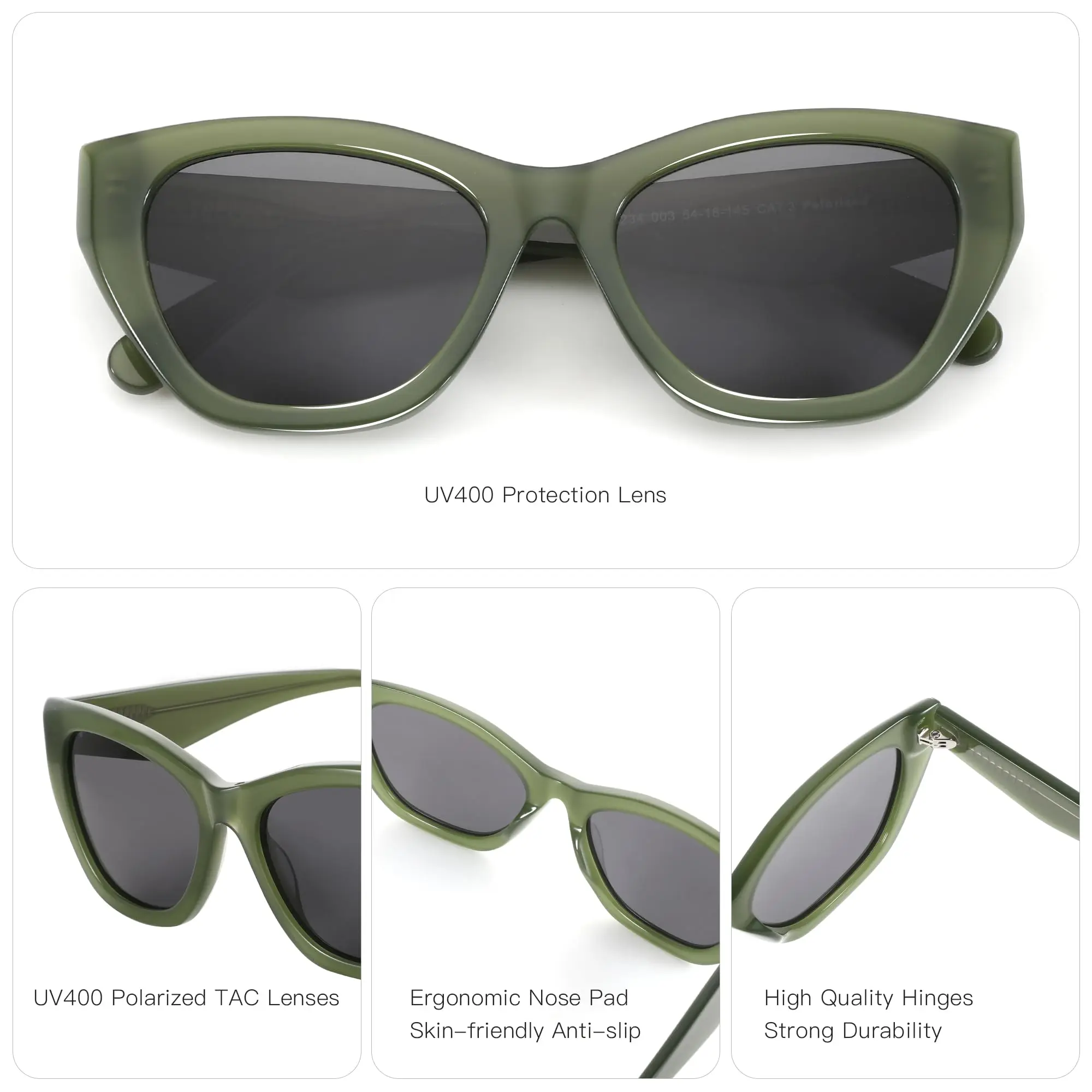 New Trendy Cute Cat Eye Polarized Sunglasses for Women Fashion Cateye miyya Cat Eye Polarized Sunglasses Women UV Protection Black  main image 2