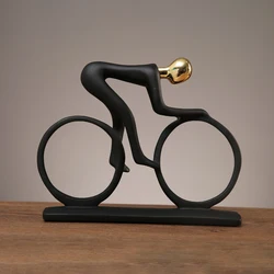 Contemporary Abstract Cyclist Sculpture - Modern Bike Racer Figurine for Home and Office Decor (Gold)