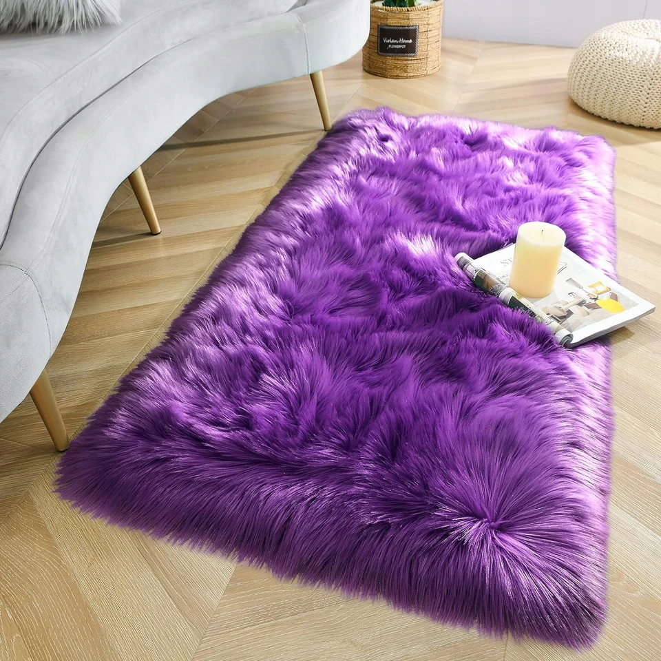 Soft Fluffy Faux Fur Area Rug for Home Decor