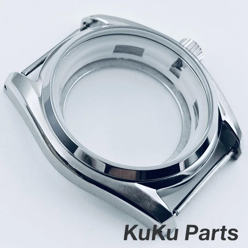 Silver Sapphire Crystal Watch Case with 33.5mm Dial Compatibility