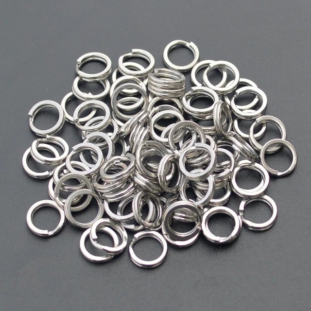 50pcs Stainless Steel Fishing Split Rings Flatted Round Double Loop Fishing  Lure Connector Inside Diameter 3mm 4mm 5mm 6mm 7mm