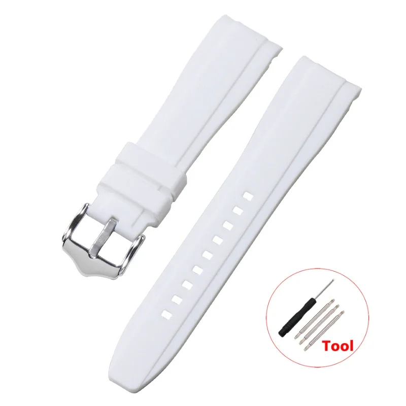High-Quality Waterproof Curved End Silicone Watch Band - 20mm/22mm Rubber Strap
