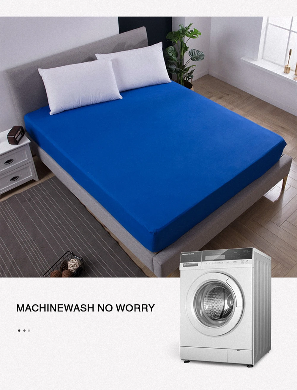 Description Picture 5 of itemNew Protector Fitted Sheet Or Pillowcase Solid Soft Polyester Mattress Cover Elastic Band Sanding Breathable Single Double Bed