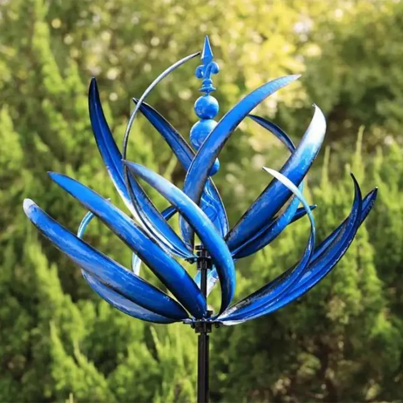 

3D Lotus Wind Spinner 360 Degrees Rotatable Wind Powered Rotatable Outdoor Windmill Metal Spinners For Yard And Garden Decor