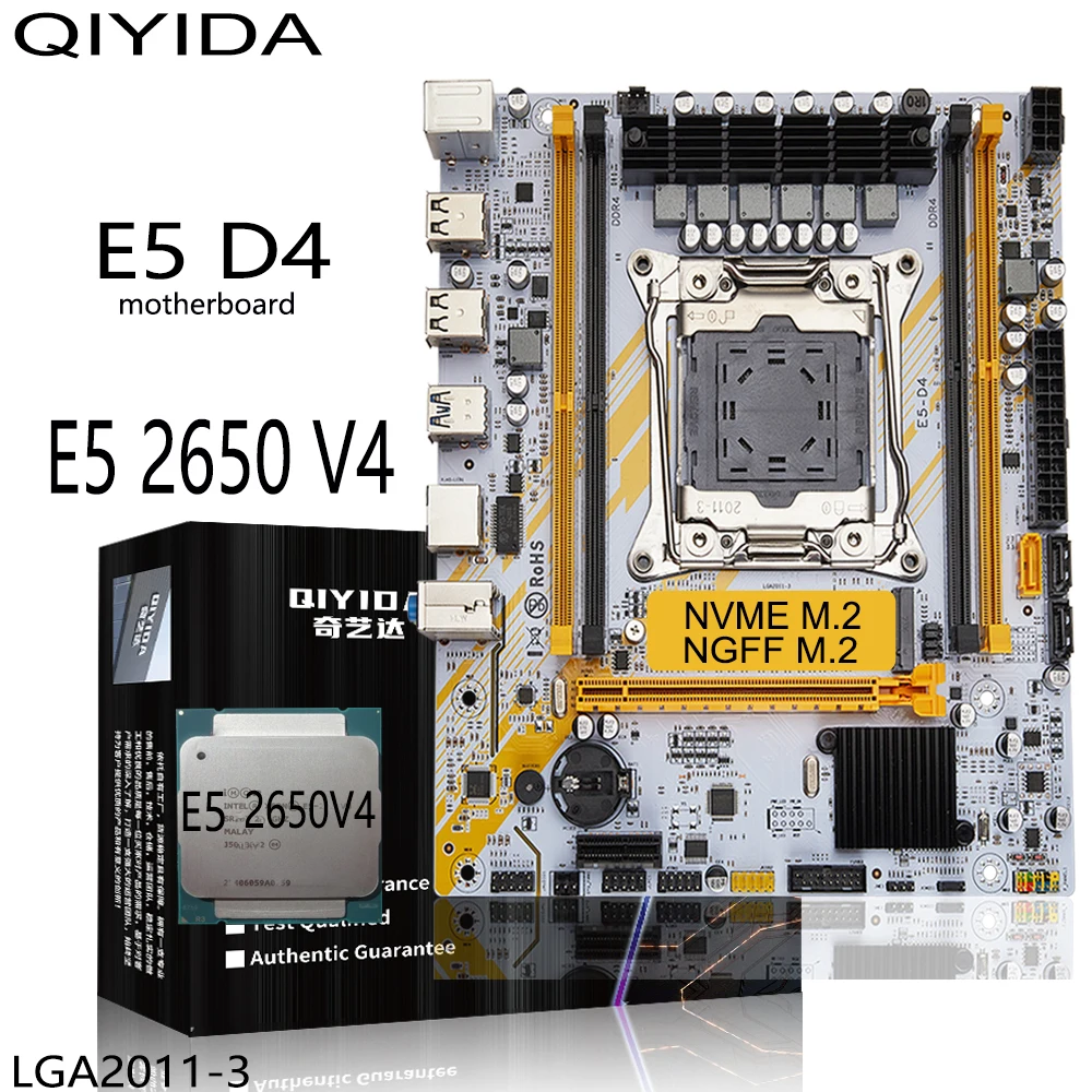 QIYIDA X99 Motherboard Set Combo Xeon Kit E5 2650 V4 CPU LGA 2011-3 Processor DDR4 RAM Memory NVME M.2 NGFF SATA E5 D4