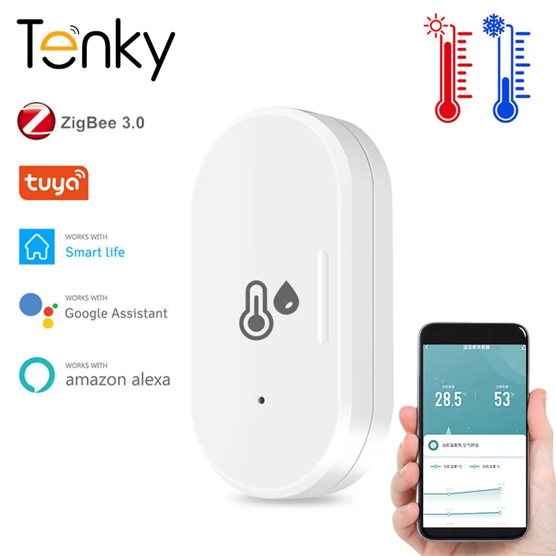 

Tuya Zigbee Temperature And Humidity Sensor APP Remote Monitor For Smart Home var Smart Life Work With Alexa Google Assistant