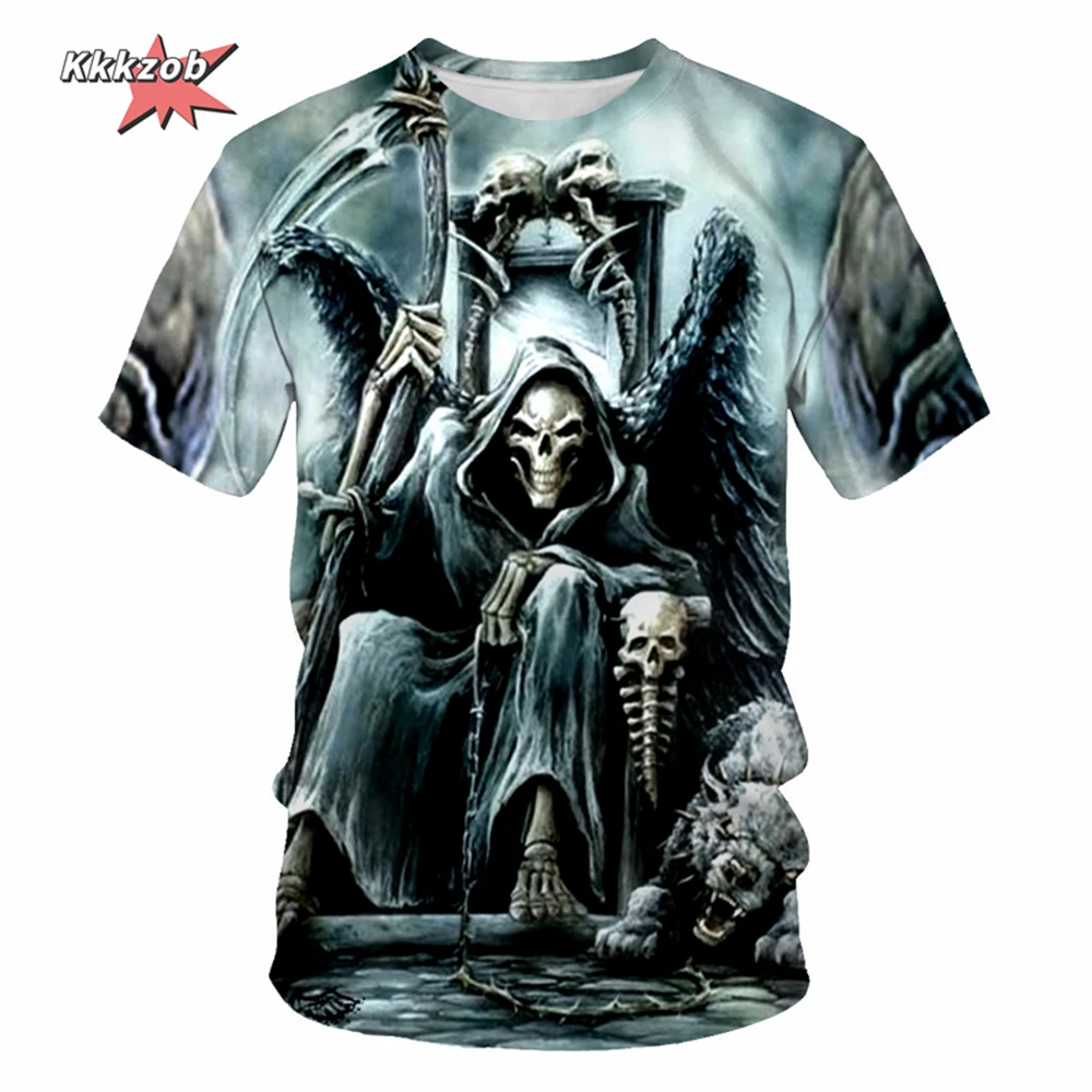 Gothic Skull T-Shirt - 3D Printed Casual Short Sleeve Top