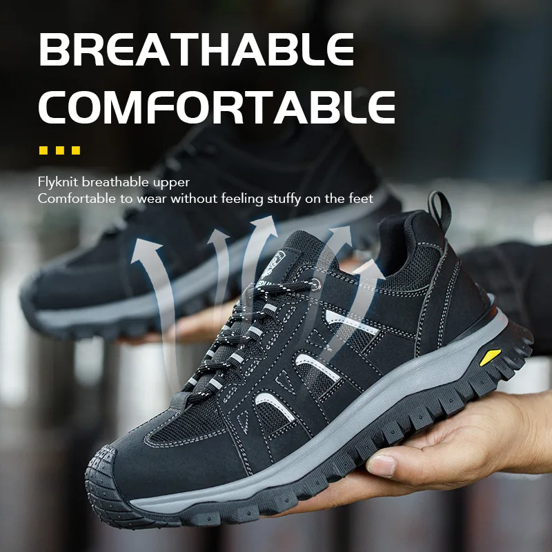 Work Shoes Non Slip Rubber Boots Comfortable Safety Shoes Man Work Shoes With Steel Toe Puncture Proof Safety Work Sneakers - Image 6