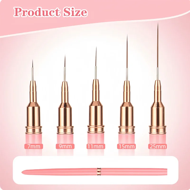5-Piece Nail Art Liner Brush Set - Precision UV Gel Brushes for French Lines &Floral Painting, Professional Manicure Detail Tool