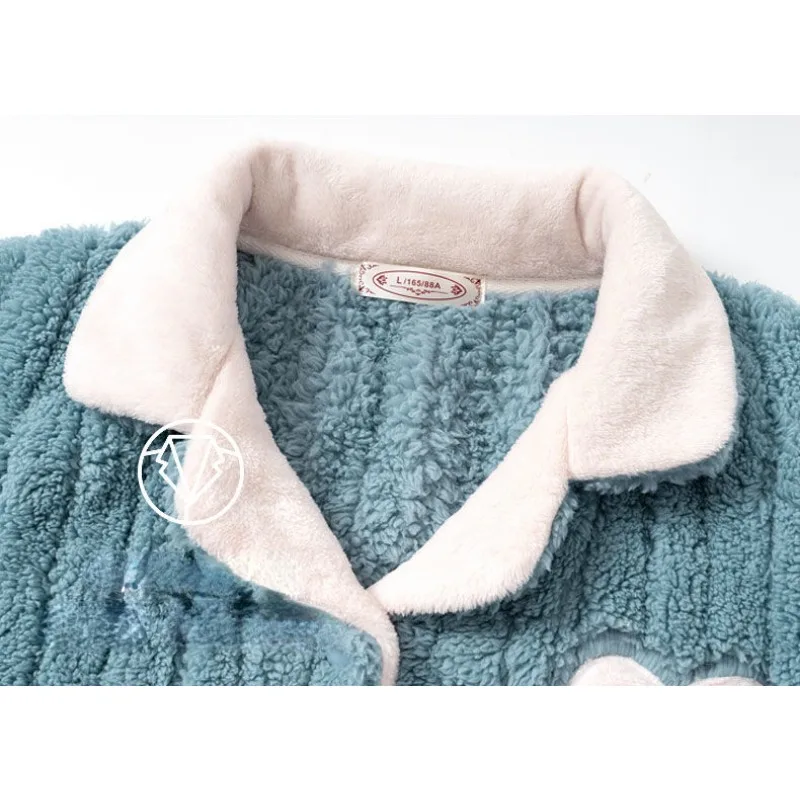 Woman Pajamas Winter Thickened Plus-size Loose Flannel Famale Warm Loungewear Coral Fleece Sweet Girl Sleepwear Ladies Pijamas