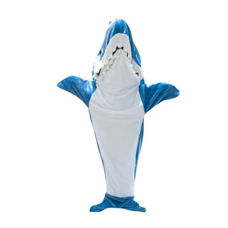 New Cartoon Shark Sleeping Bag Pajamas Office Nap Shark Blanket Karakal Fabric Mermaid Winter Shawl Blanket For Children Adult