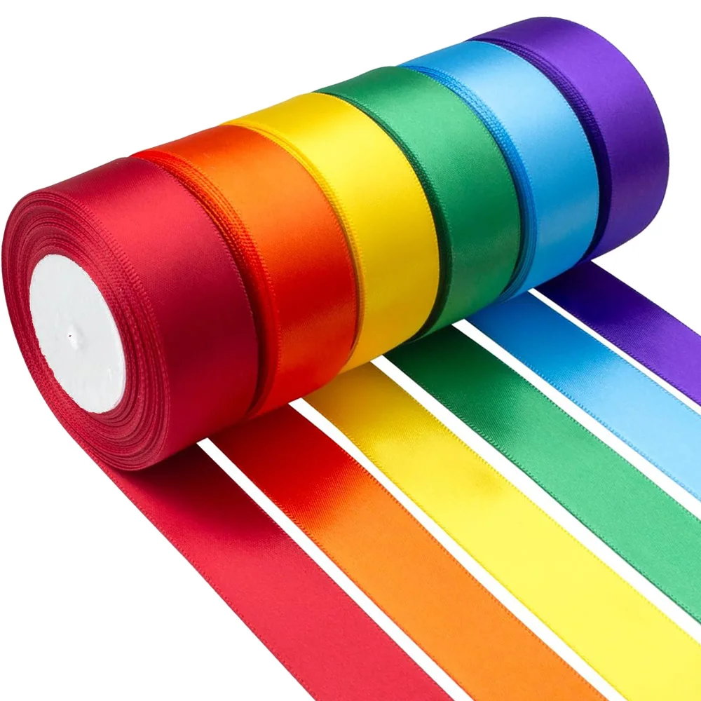 6 Rollen 150 Yards sortiertes einfarbiges Seidenband aus Satin für Hochzeitseinladungen, Blumensträuße, Geburtstagsfeiern, DIY-Geschenke – Detail 10