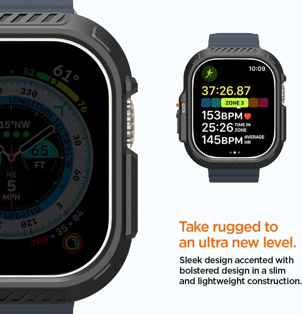 Secure Lock Apple Watch Ultra Case with Enhanced Locking Mechanism - Black