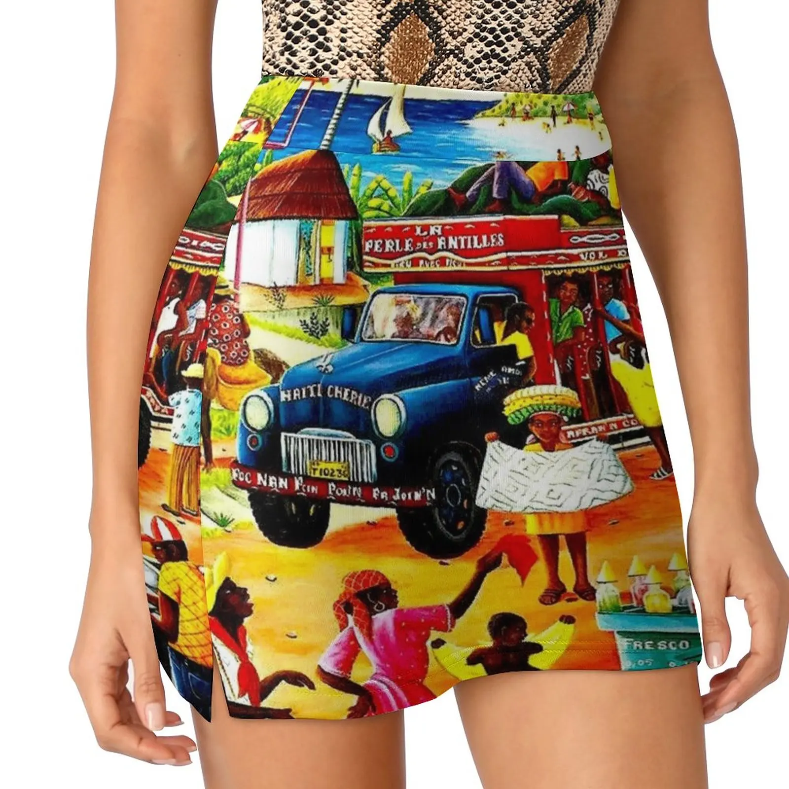 

HAITI : Vintage Travel and Tourism Advertising Print Light Proof Trouser Skirt sexy short mini skirts Skirt pants