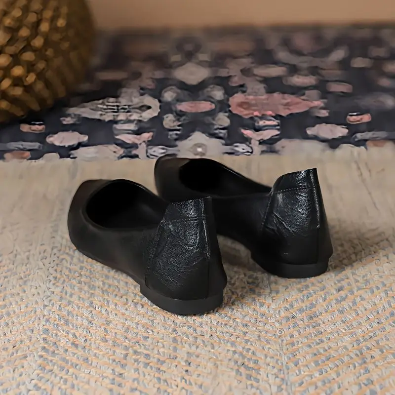 Luxury Leather Casual Black Formal Women's Summer Footwear Pointed