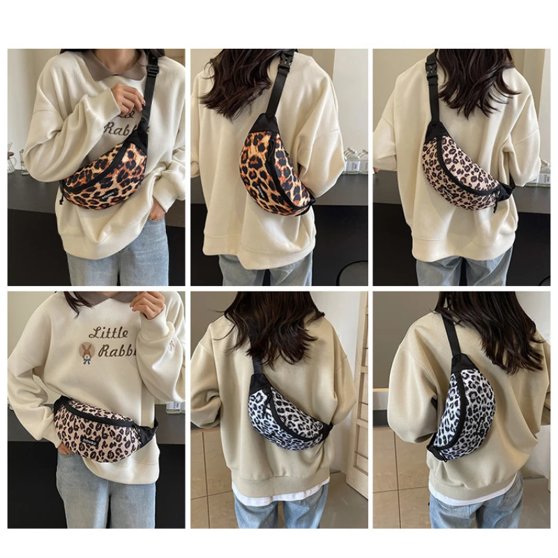 레오파드 인쇄 여성 가슴 가방 여성을위한 작은 어깨 Crossbody 가방 숙녀 허리 모바일 가방 럭셔리 디자이너 여성 핸드백